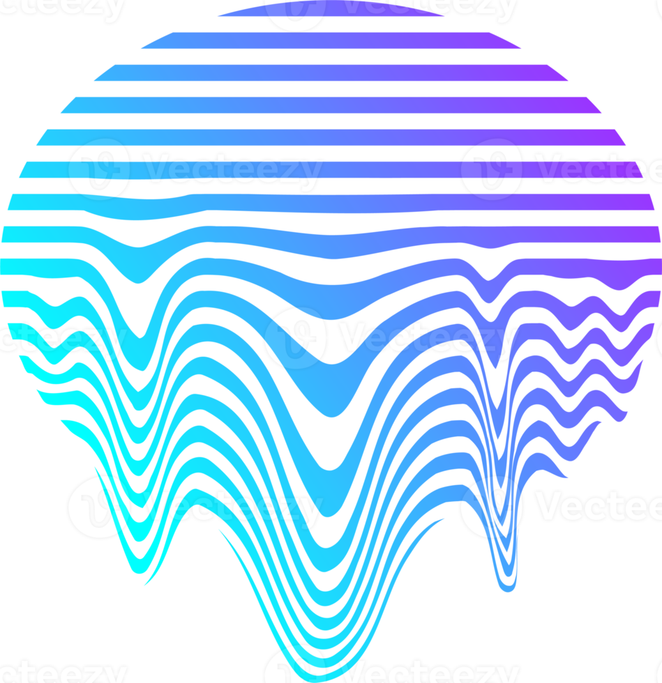 Cyberpunk neon geometric element. Vintage striped melted shape with holographic gradient. Memphis retro design. Oval png