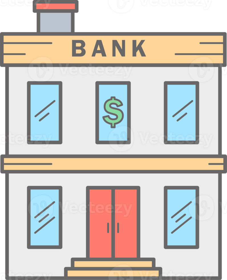 Bank building line icon. Urban architecture element png