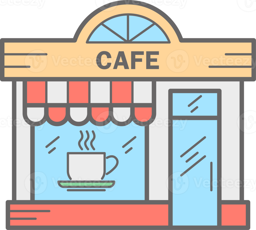 Cafe building line icon. Urban architecture element png