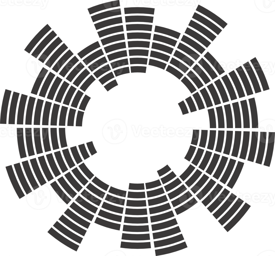 Abstract circular equalizer. Eq round audio soundwaves. Graphic equalizer. Frame png