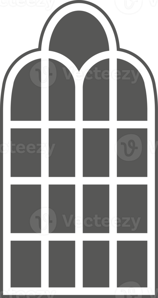 kerk middeleeuws venster. oud gotisch stijl architectuur element. glyph illustratie png