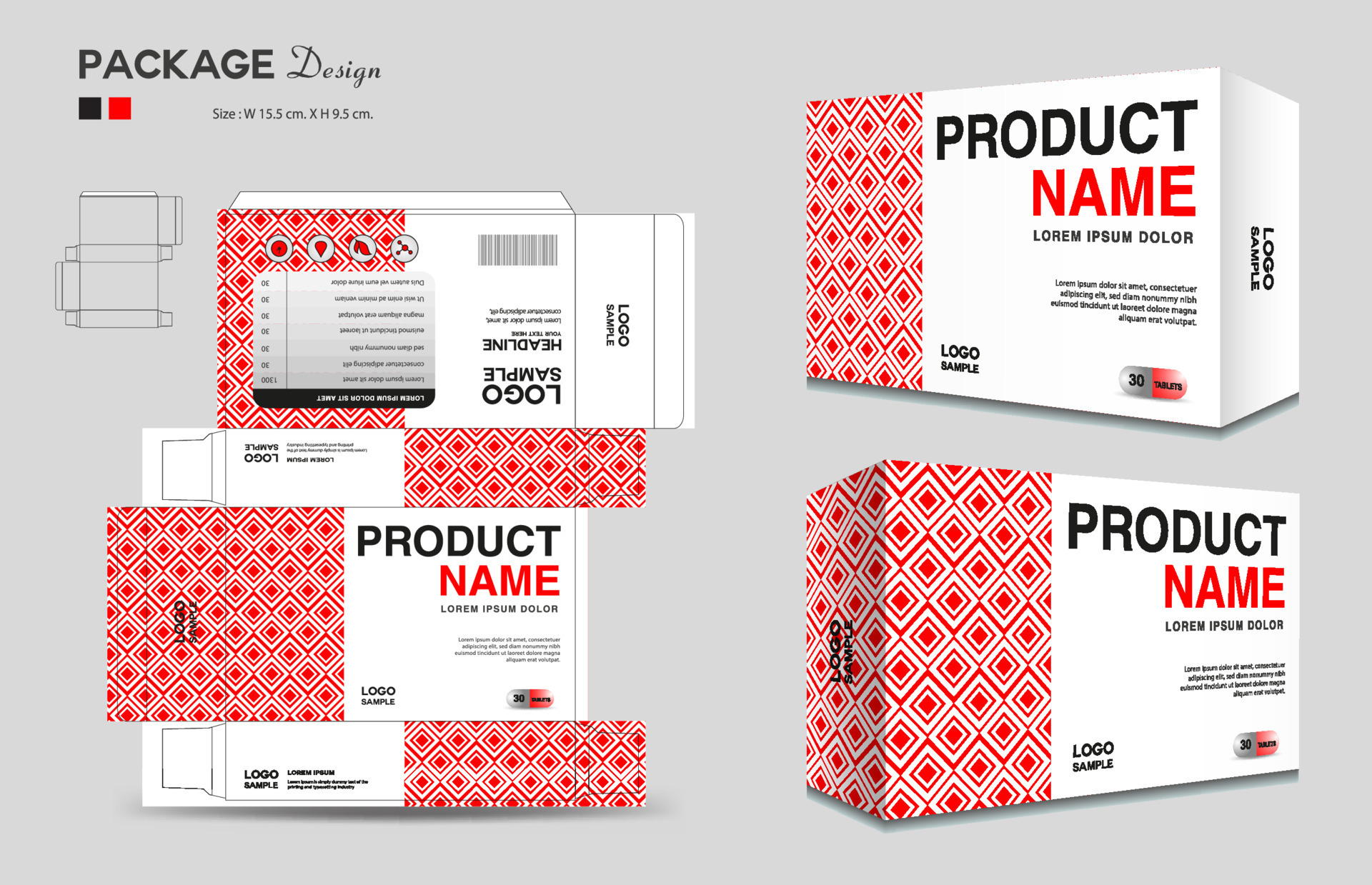 Cosmetic box design Supplements box template Package design template