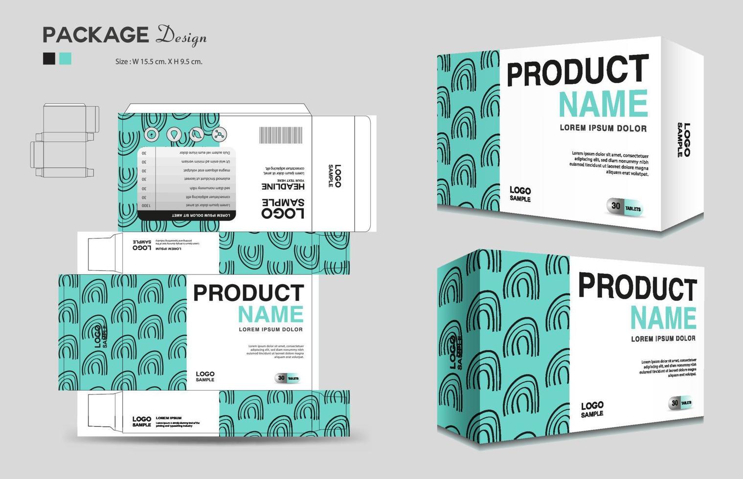 Cosmetic box design, Supplements box template, Package design template, 3d Box Packaging design, cosmetic label, medical label, soap label, packaging design vector, Package boxes mockup vector