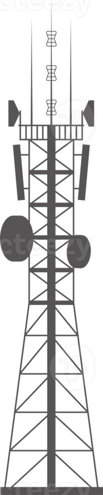 transmisión celular torre silueta. móvil y radio comunicaciones torre con antenas para inalámbrico conexiones contorno ilustración png