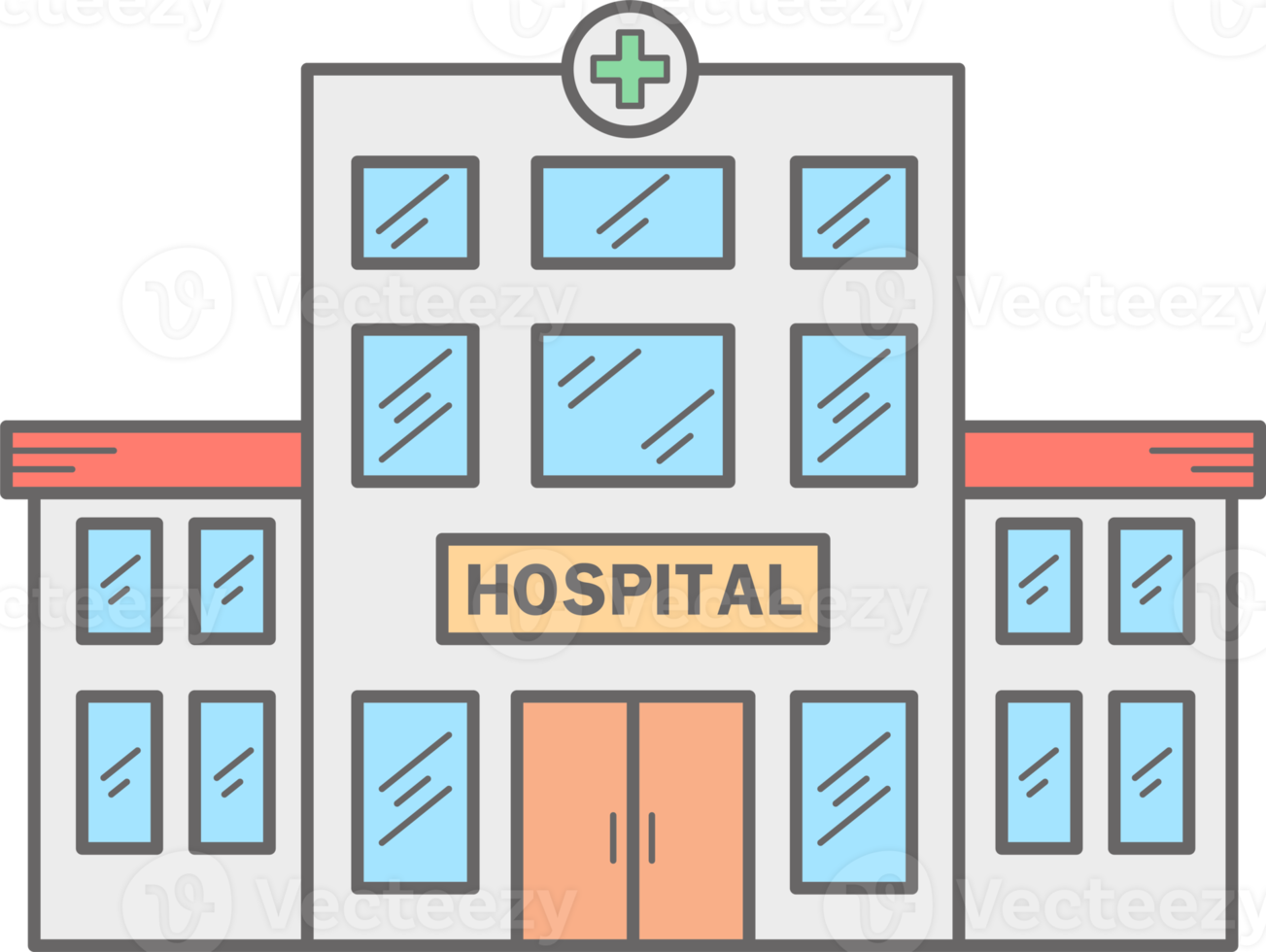 hospital edificio línea icono. urbano arquitectura elemento. médico centrar png