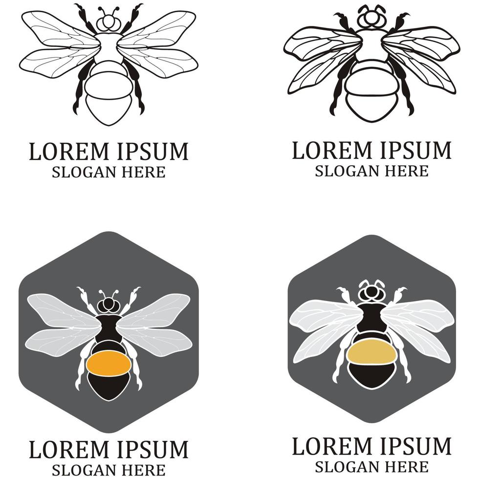 bee logo illustrations design icon vector