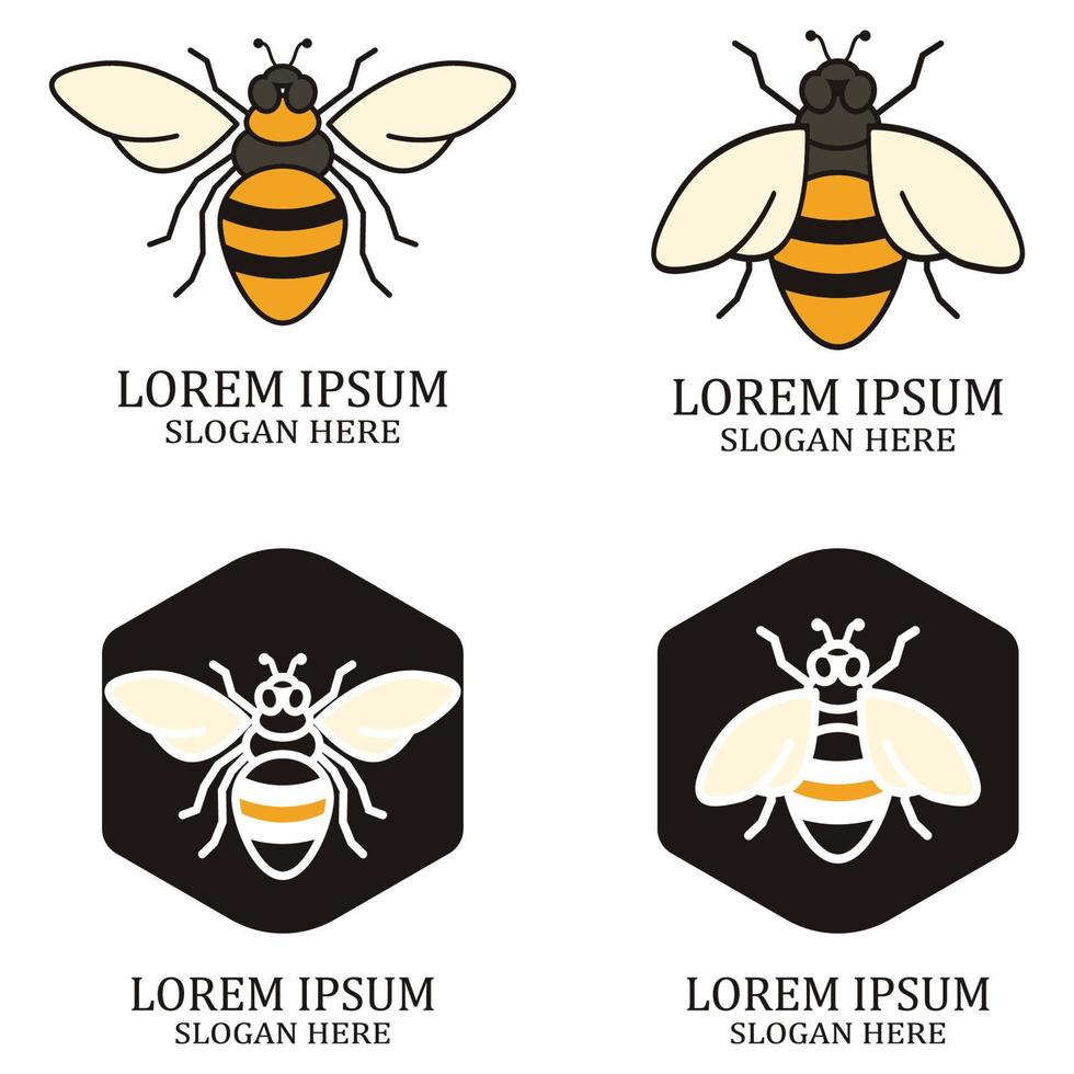 bee logo illustrations design icon vector