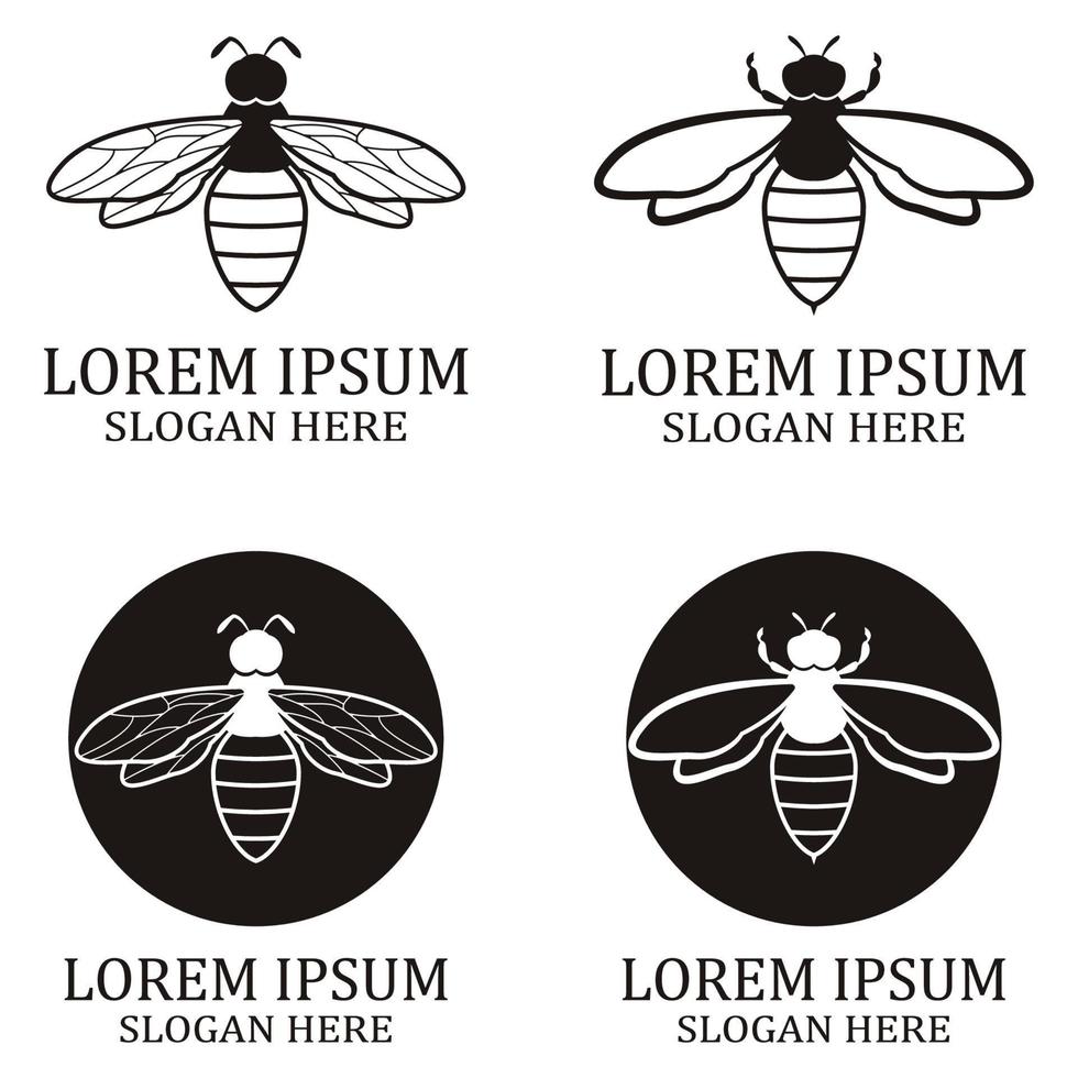 icono de diseño de ilustraciones de logotipo de abeja vector