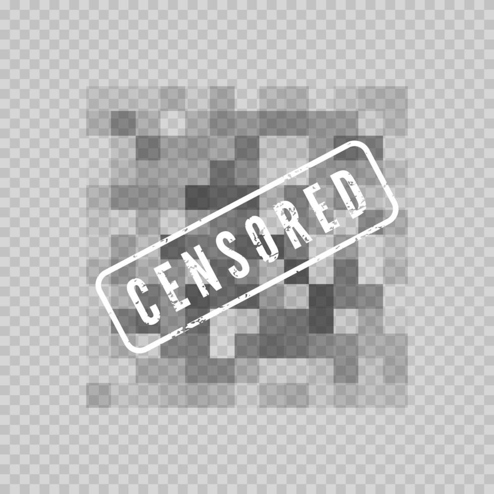 Censored data. Transparent pxels blure area. Private content. Censorship gray mosaic. Vector illustration