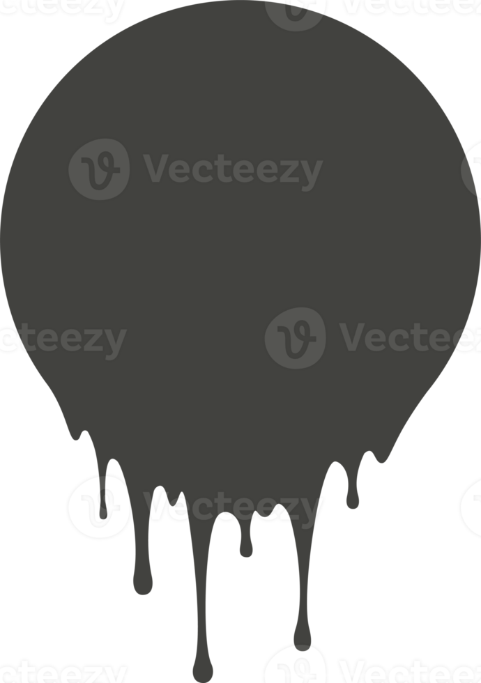 fuso gocciolare nel cerchio forma. gocce di liquido cioccolato, crema o dipingere. spruzzi di nero macchia per logo e telaio png