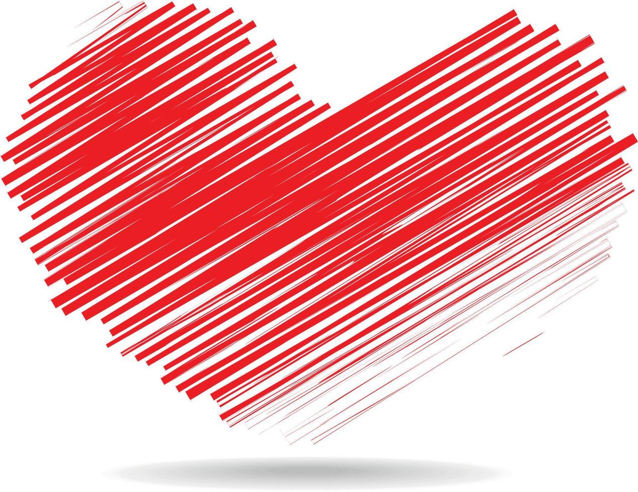 Vector Image Of Red Heart Made With Scribbled Lines