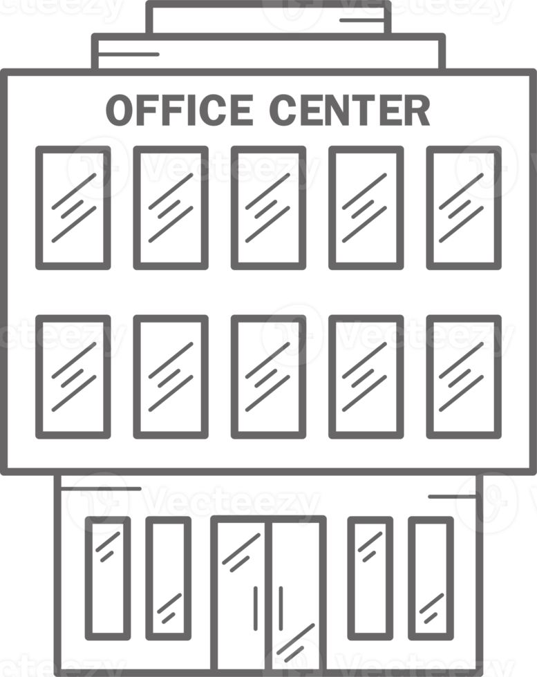 Office center building line icon. Urban architecture element png