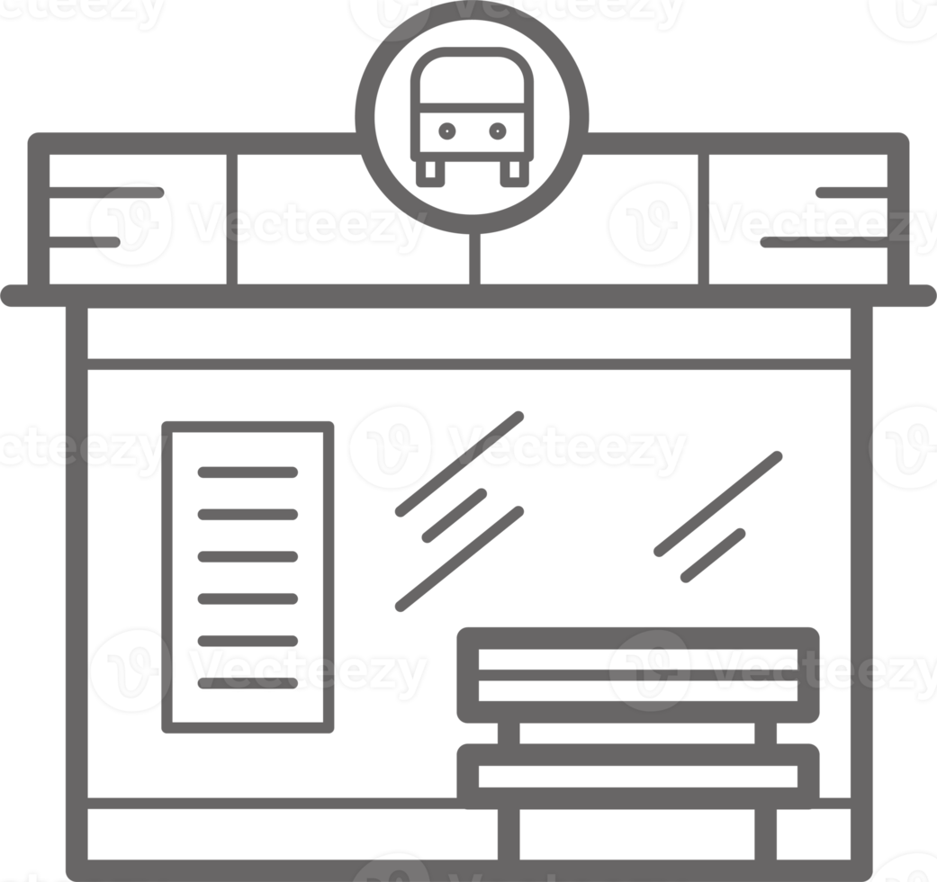 Bus station line icon. Urban architecture element png