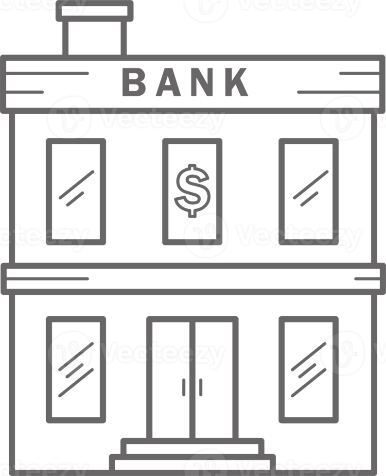 Bank building line icon. Urban architecture element png