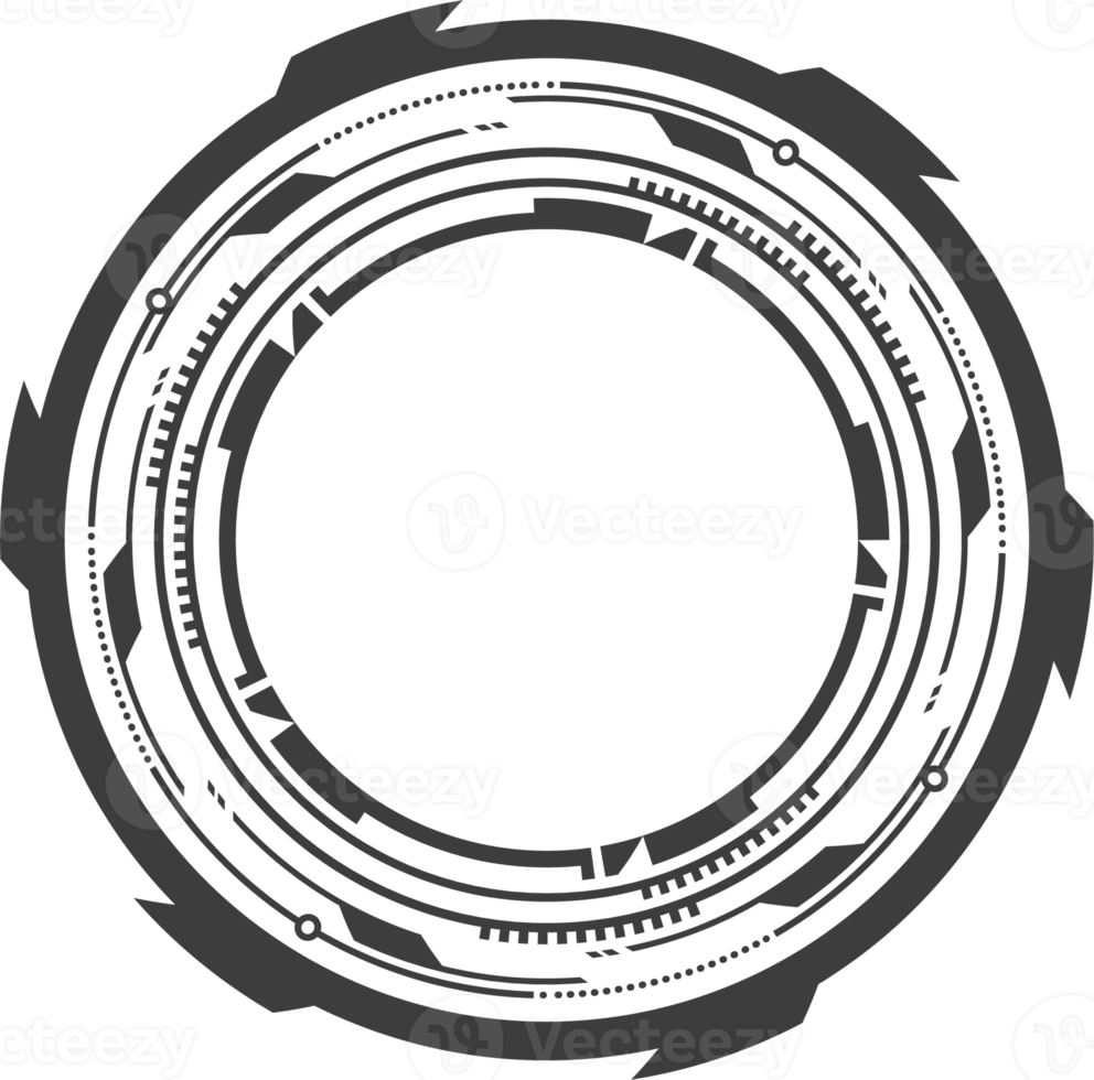 hud futuristisch Element. abstrakt optisch Ziel. Kreis geometrisch gestalten zum virtuell Schnittstelle und Spiele. Kamera Sucher zum Scharfschütze Waffe png