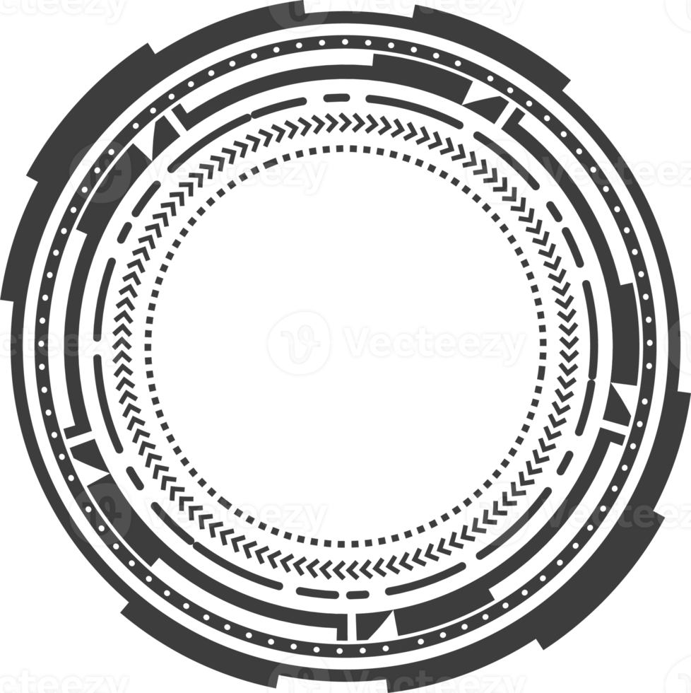 hud futuristisch Element. abstrakt optisch Ziel. Kreis geometrisch gestalten zum virtuell Schnittstelle und Spiele. Kamera Sucher zum Scharfschütze Waffe png