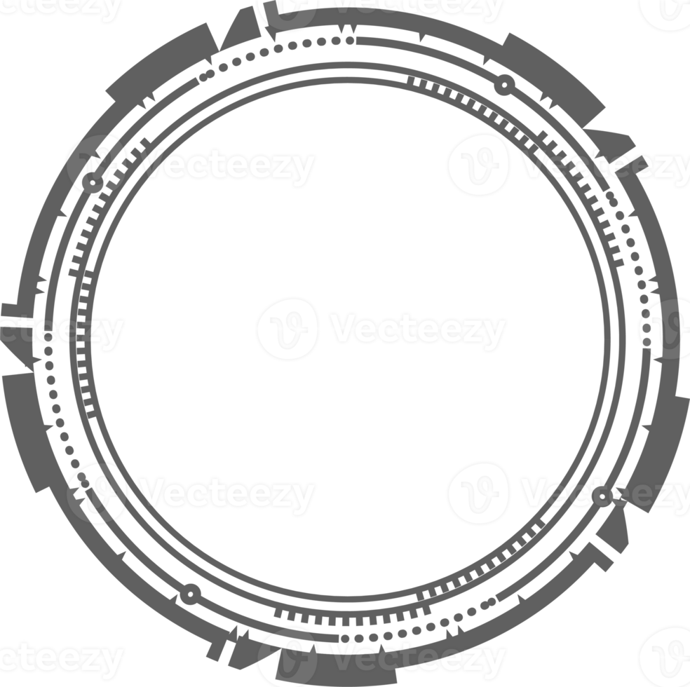 hud futuristisch Element. abstrakt optisch Ziel. Kreis geometrisch gestalten zum virtuell Schnittstelle und Spiele. Kamera Sucher zum Scharfschütze Waffe png