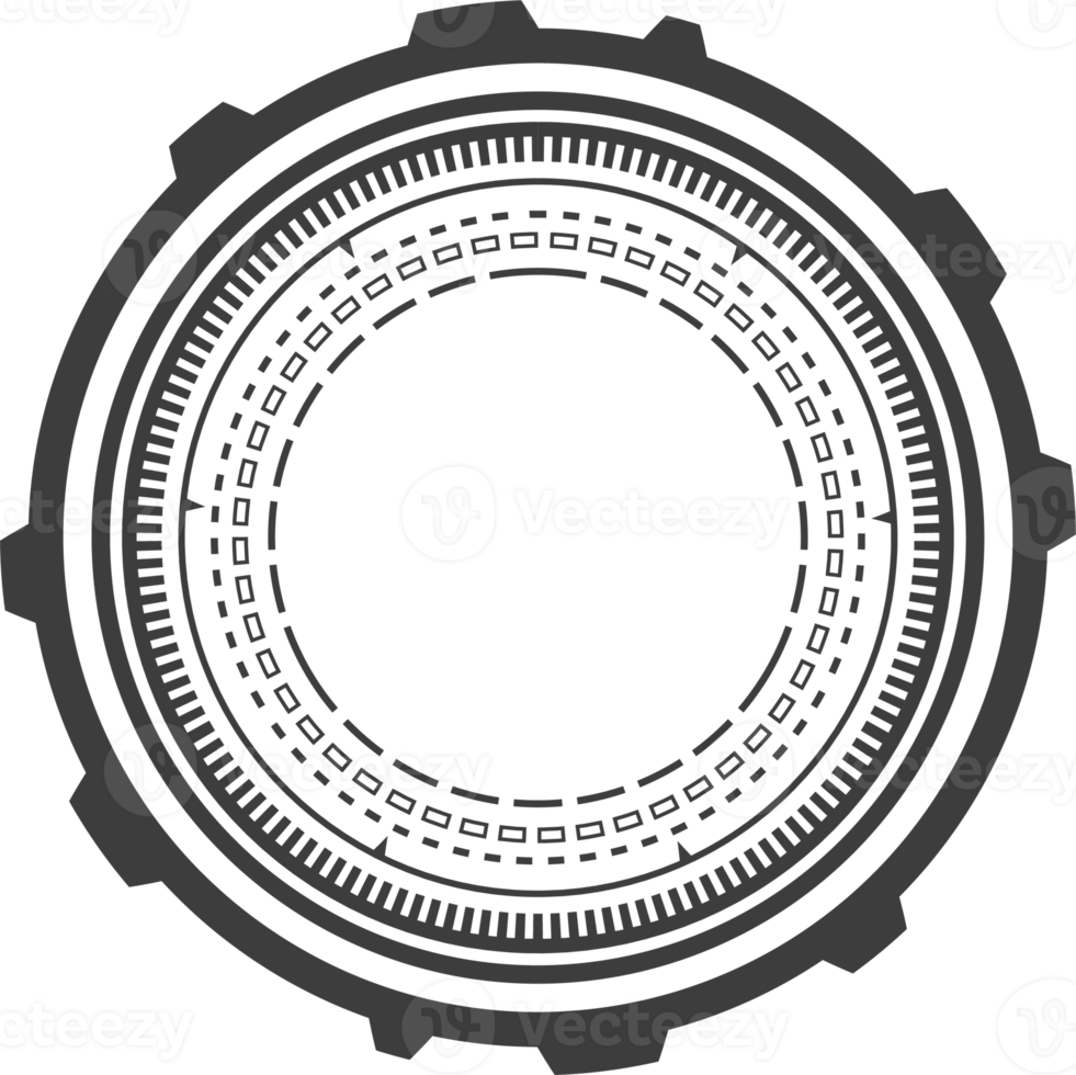 hud futuristisch Element. abstrakt optisch Ziel. Kreis geometrisch gestalten zum virtuell Schnittstelle und Spiele. Kamera Sucher zum Scharfschütze Waffe png