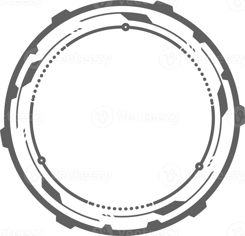 HUD futuristic element. Abstract optical aim. Circle geometric shape for virtual interface and games. Camera viewfinder for sniper weapon png