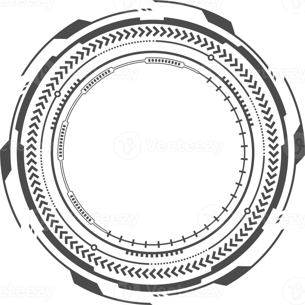 hud futuristico elemento. astratto ottico scopo. cerchio geometrico forma per virtuale interfaccia e Giochi. telecamera mirino per cecchino arma png