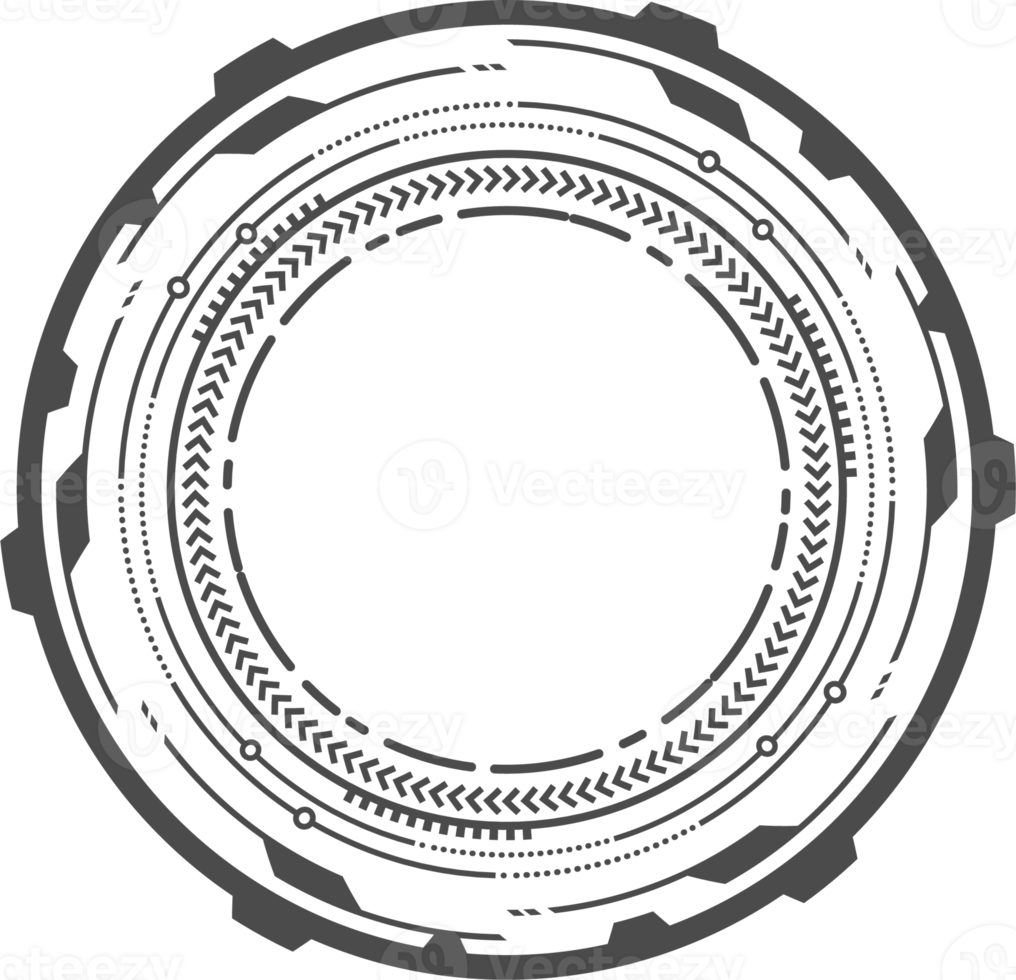 hud futuristisch Element. abstrakt optisch Ziel. Kreis geometrisch gestalten zum virtuell Schnittstelle und Spiele. Kamera Sucher zum Scharfschütze Waffe png