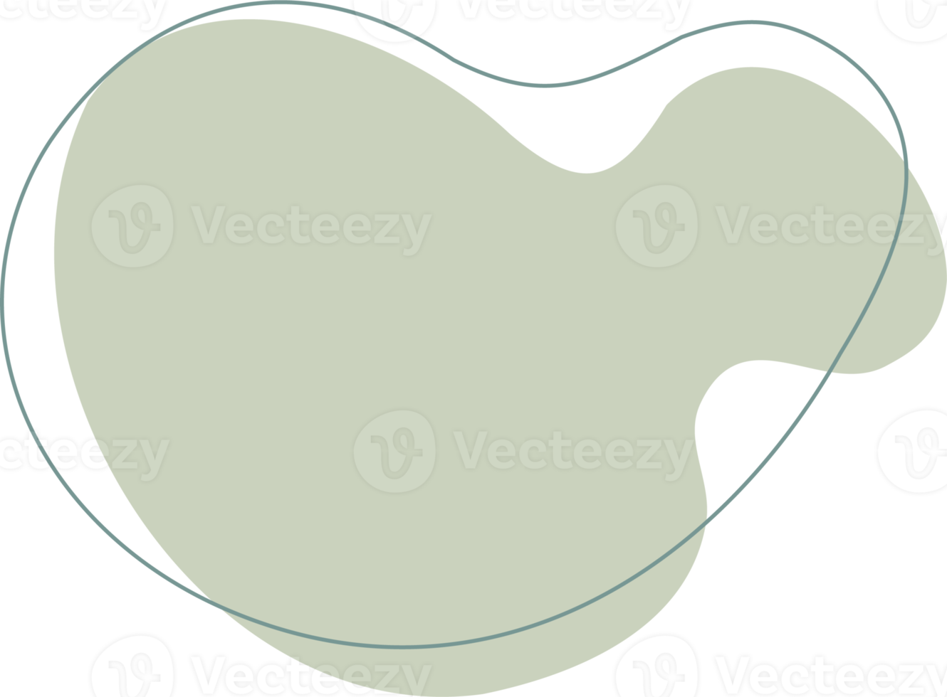 Green organic shape. Abstract amoeba blots in minimal trendy design with outline circles. Forms for poster story frames png