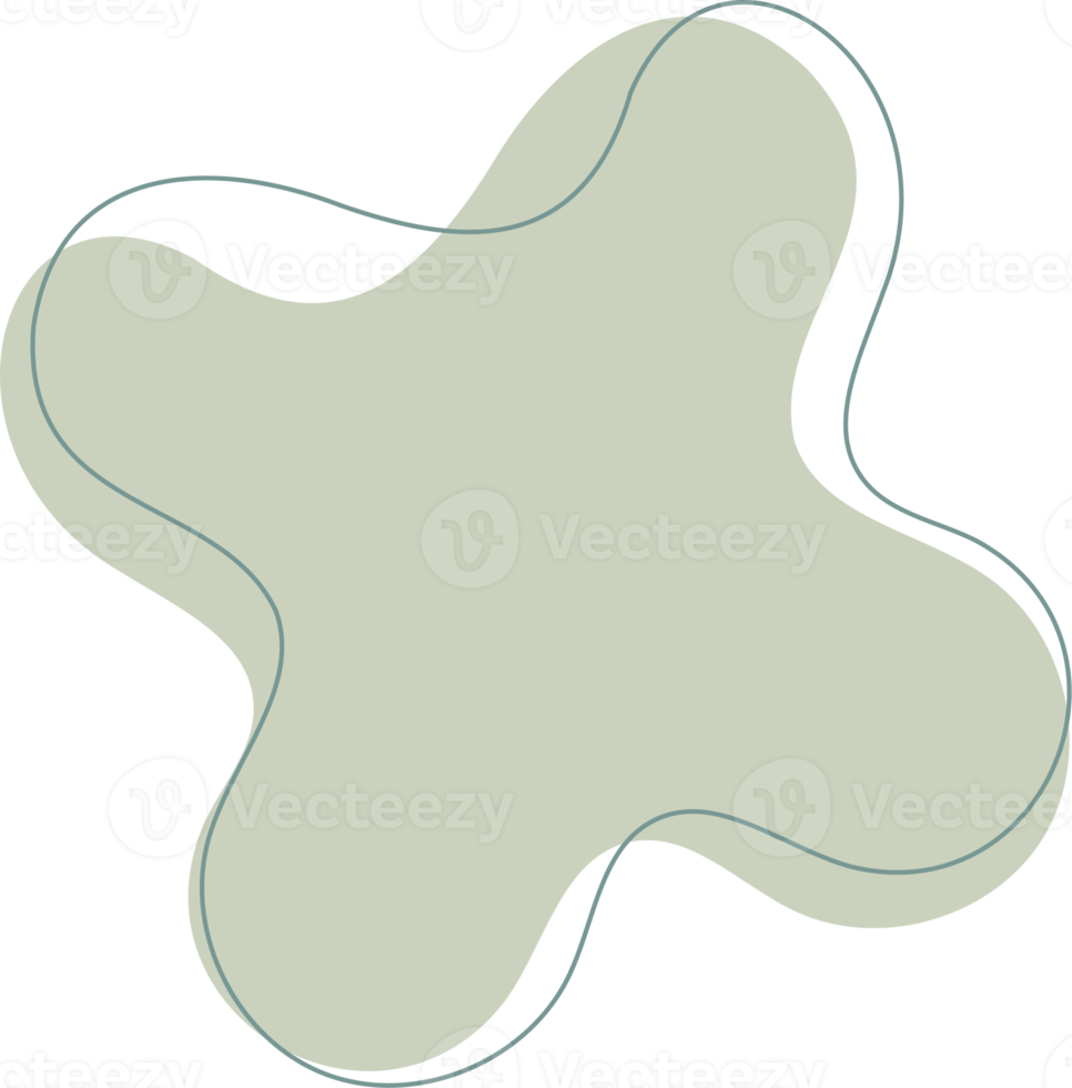 vert biologique forme. abstrait amibe taches dans minimal branché conception avec contour cercles. formes pour affiche récit cadres png