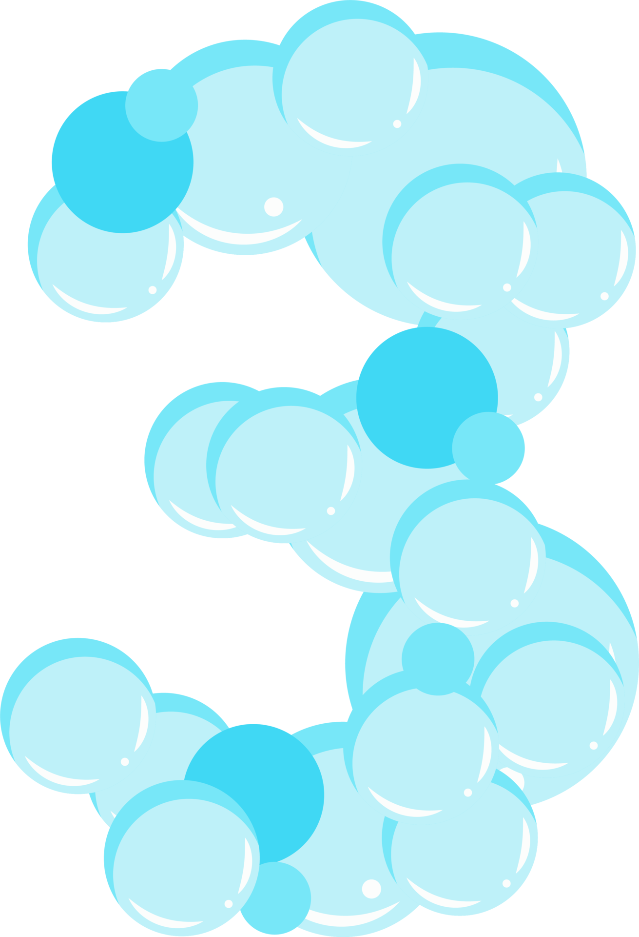Soap bubble number 3. Water suds figure. Cartoon font 22926392 PNG