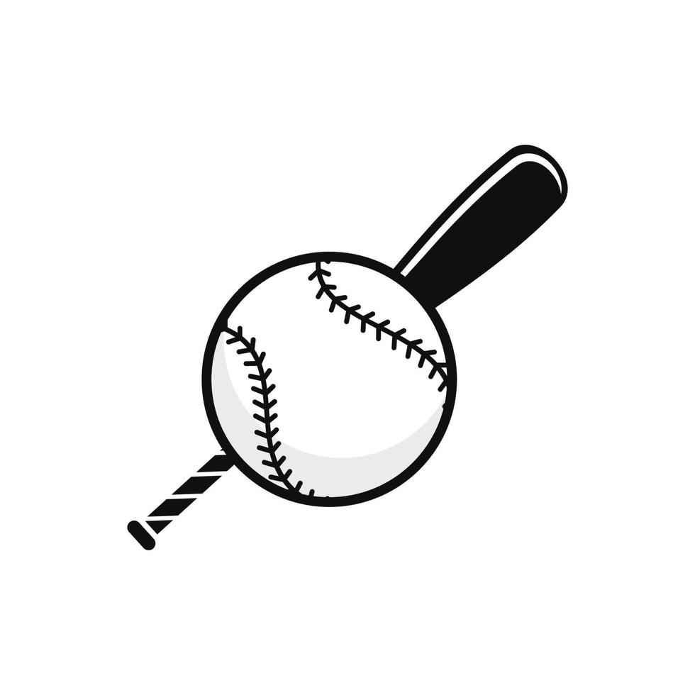 Baseball bat with baseball ball vector icon