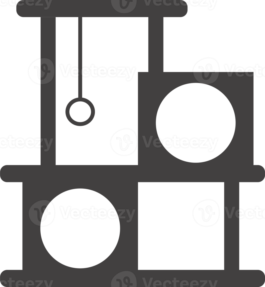 Cat tree with house. Tower and scratching post. Pets furniture. Icon png