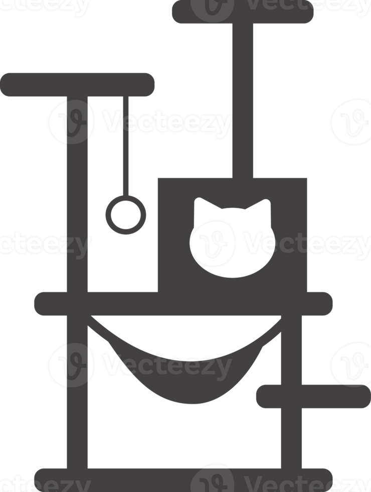 chat arbre avec maison. la tour et scratch poste. animaux domestiques meubles. icône png