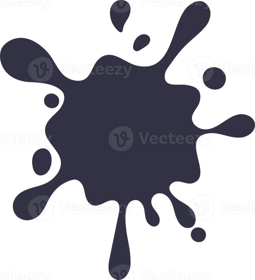 Cartoon drops, splashes and splatters. Stain of paint and ink with splashes. png