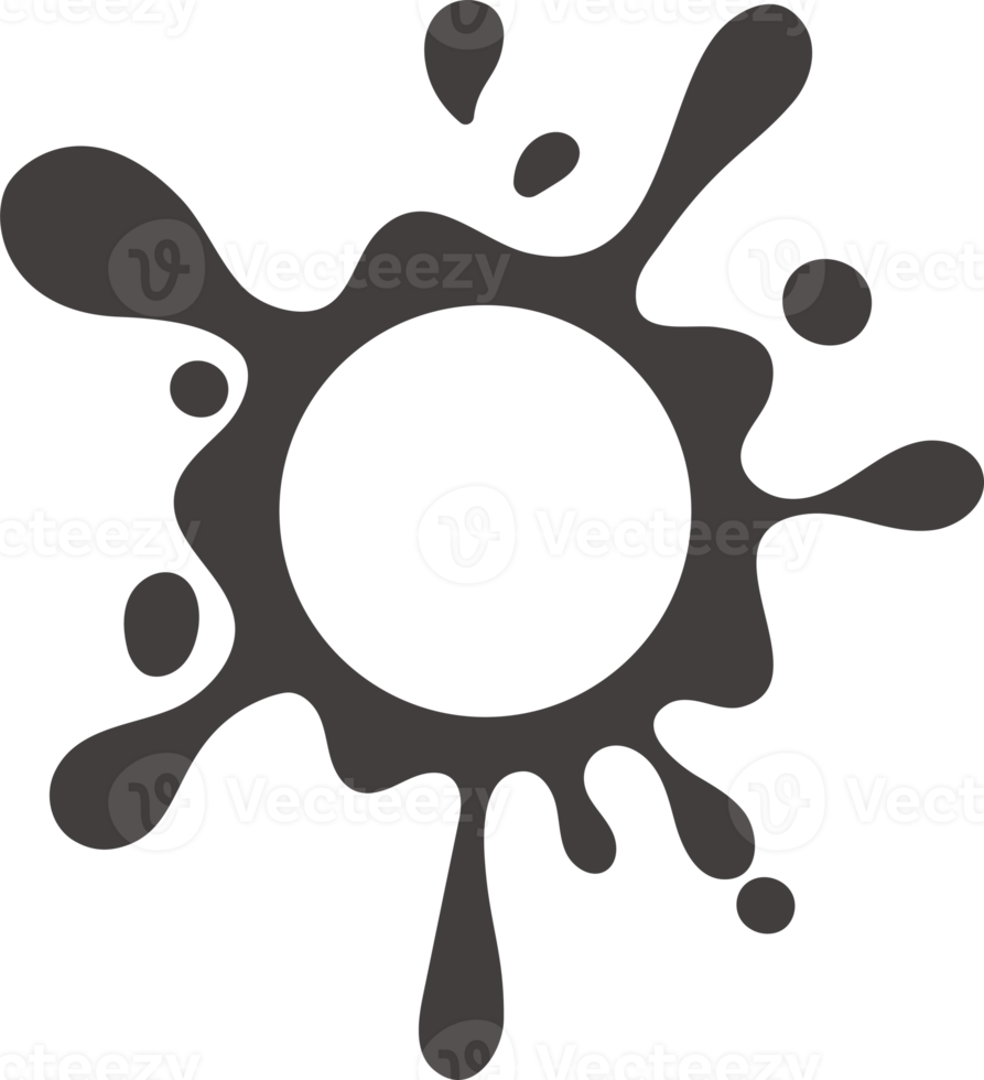 Cartoon drops, splashes and splatters. Stain of paint and ink with splashes. png