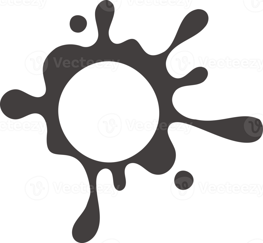 Cartoon drops, splashes and splatters. Stain of paint and ink with splashes. png
