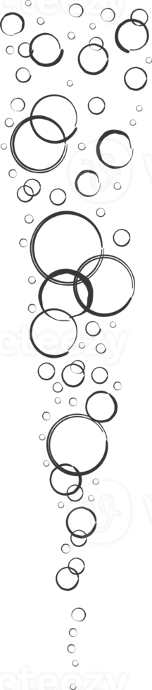 Bubbles of fizzy drink, air or soap. Vertical streams of water. Outline doodle illustration png