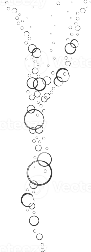 Bubbles of fizzy drink, air or soap. Vertical streams of water. Outline doodle illustration png