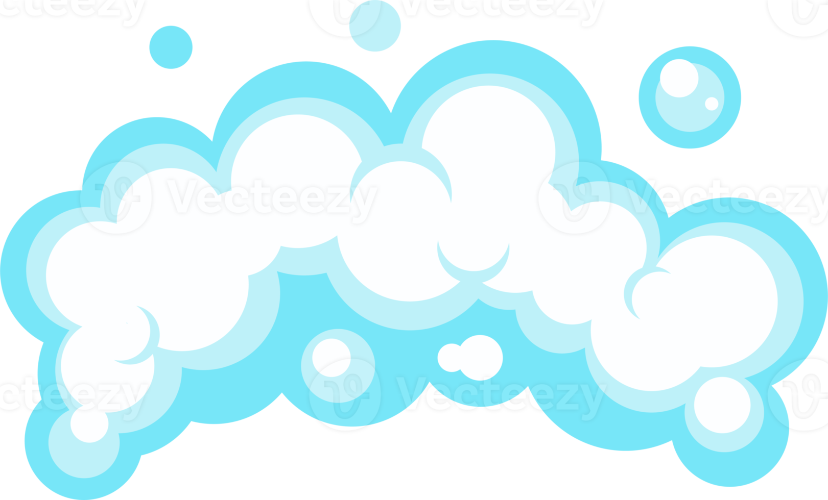 Cartoon soap foam with bubbles. Light blue suds of bath, shampoo, shaving, mousse png