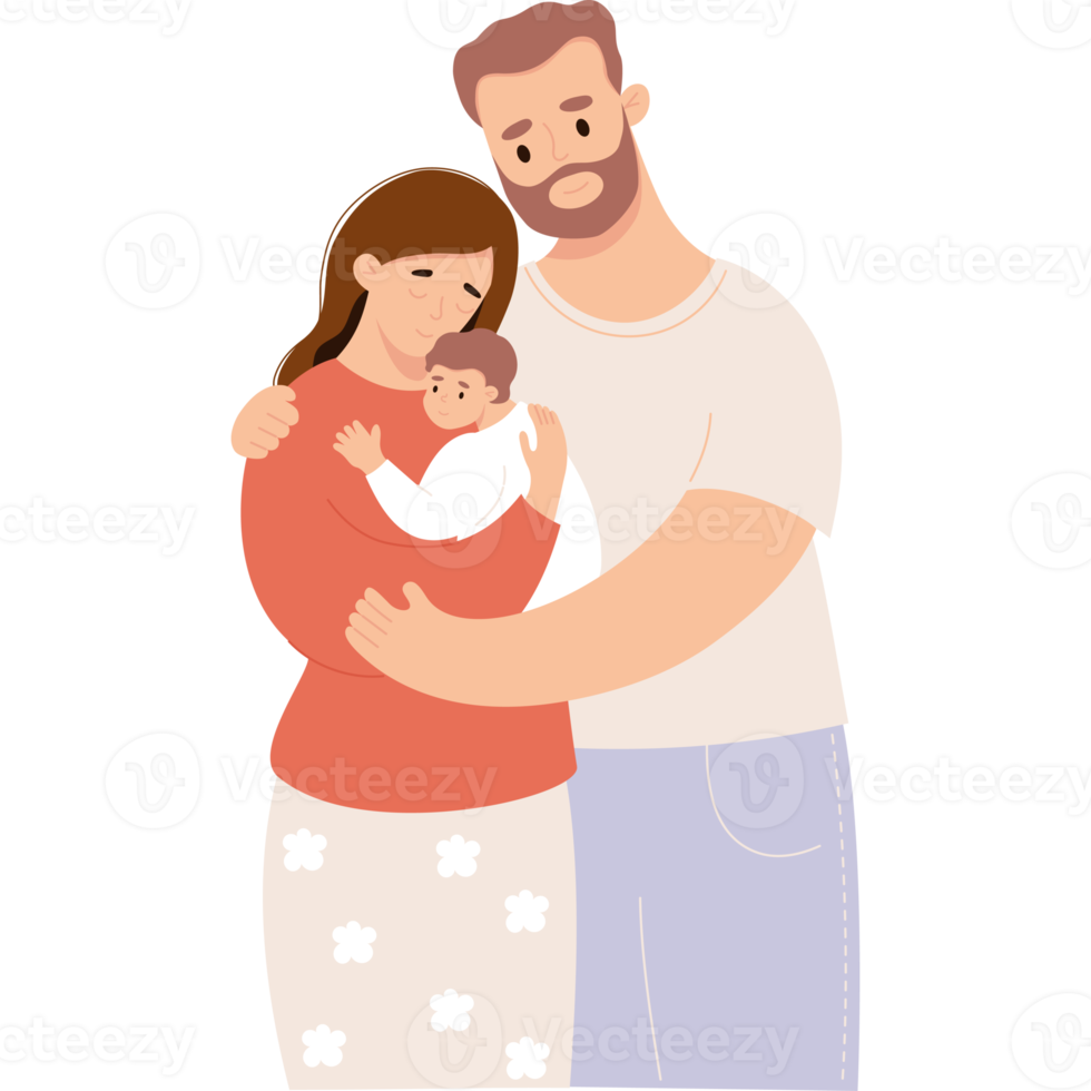 Happy family with baby png