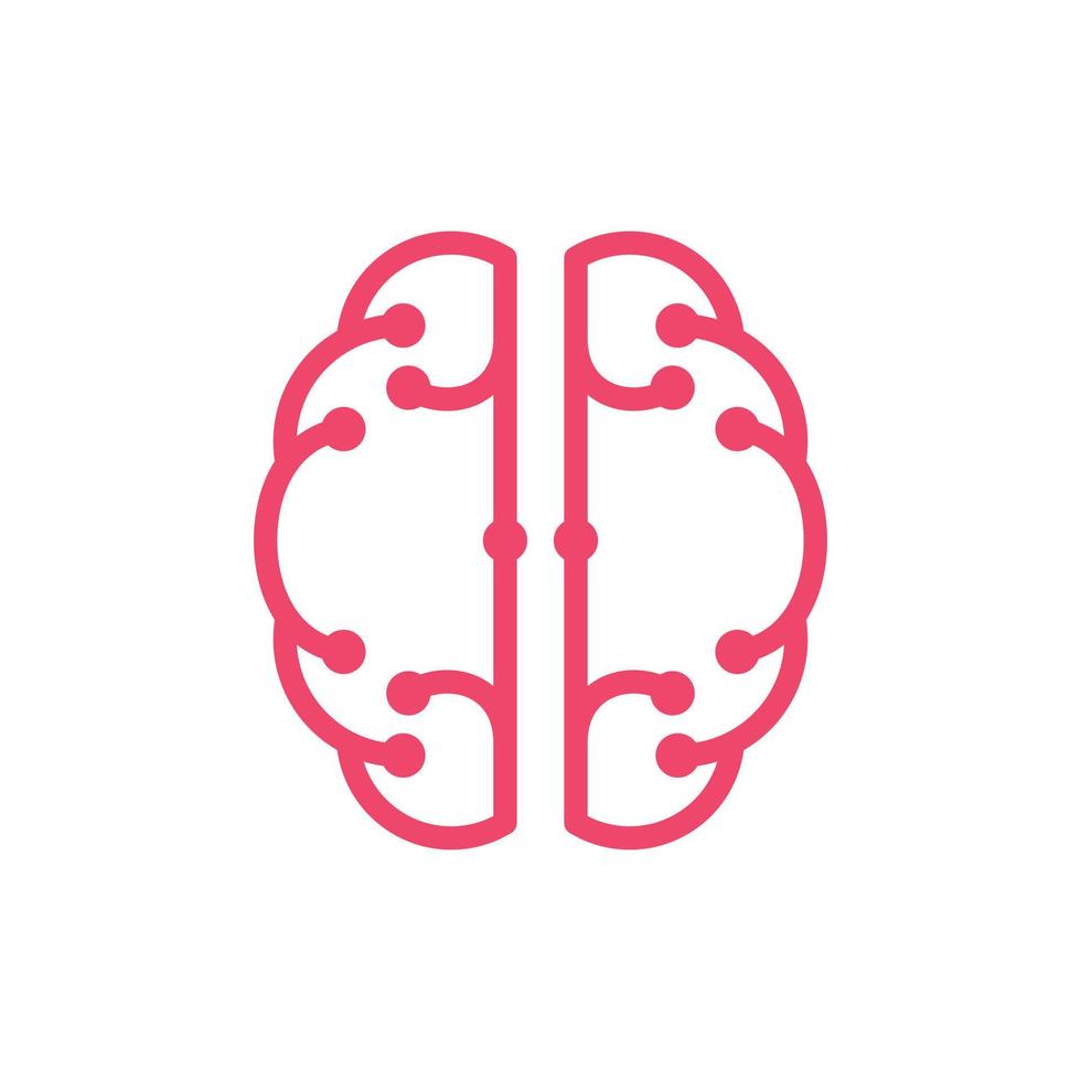 Human brain technology line simplicity logo vector
