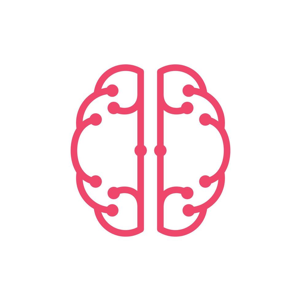 Human brain technology line simplicity logo vector