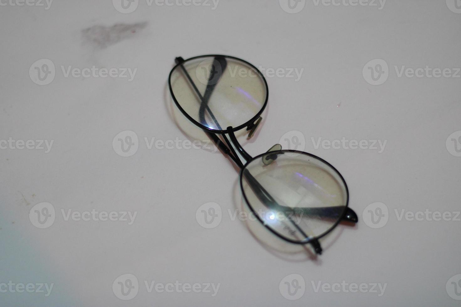 Photo of modern glasses with white background