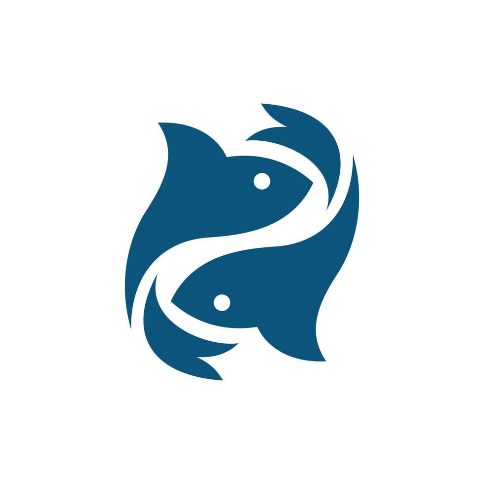 Animal two fish swimming modern creative logo vector