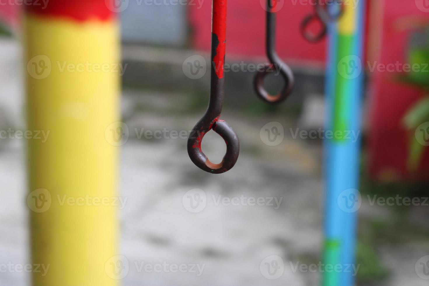 photo of an old iron hanger in a children's playground