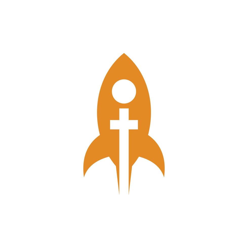 Cross church rocket modern simple logo vector