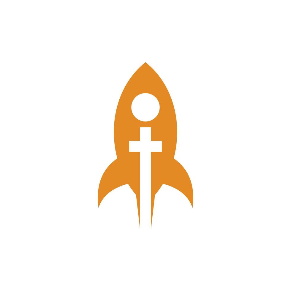 Cross church rocket modern simple logo vector