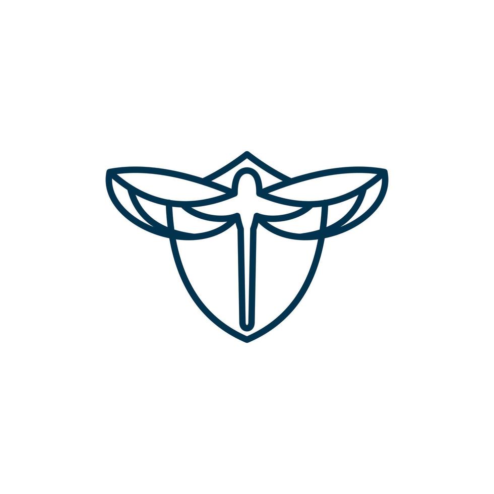Dragonfly wings shield line modern logo vector