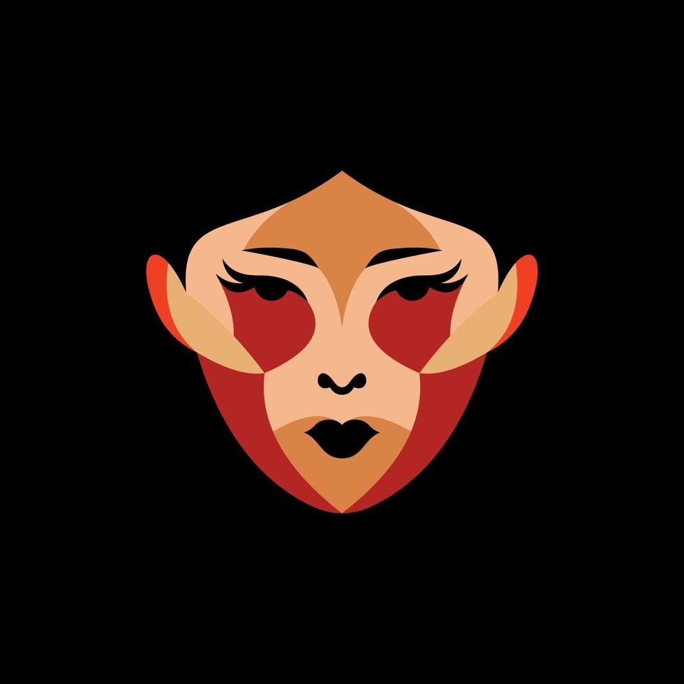 Woman face colorful modern creative design vector