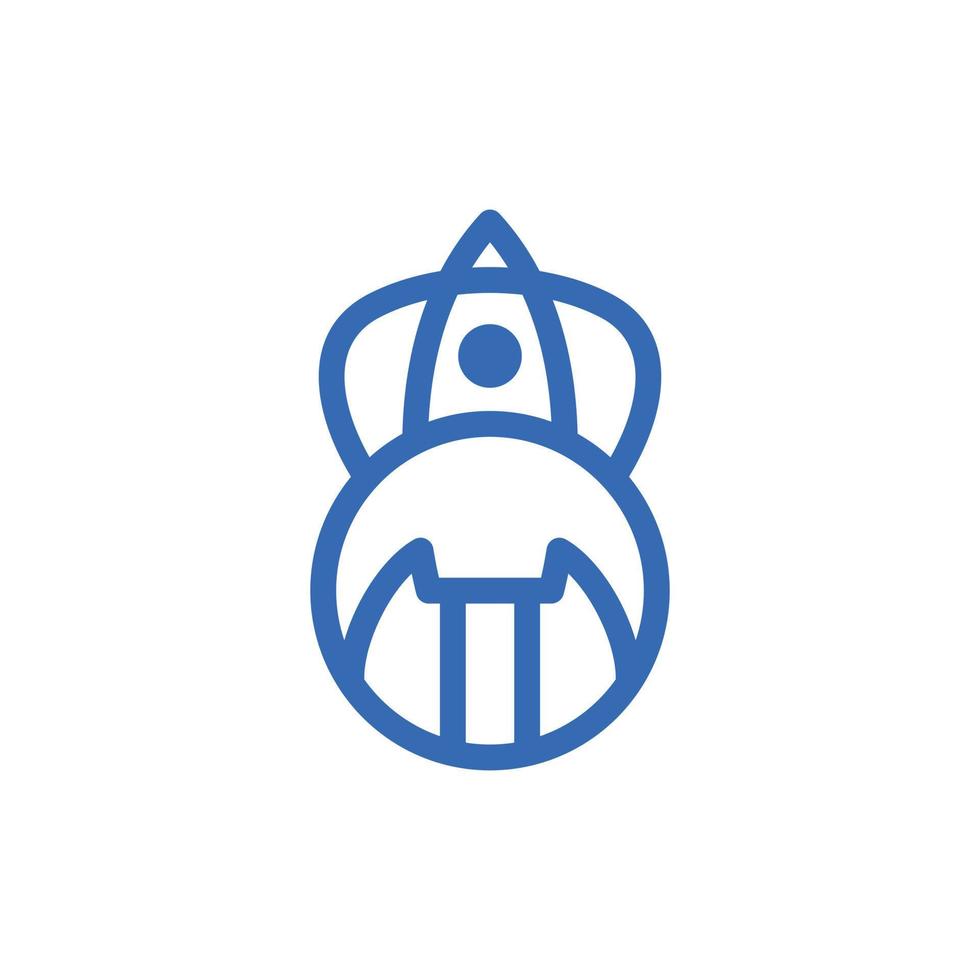 Kettlebell rocket launch line creative logo vector