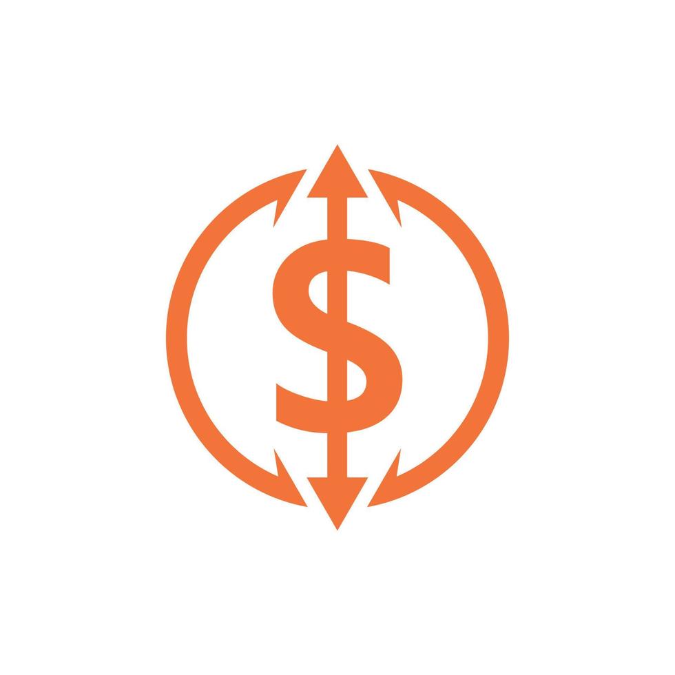circulo moneda dólar flecha moderno logo diseño vector