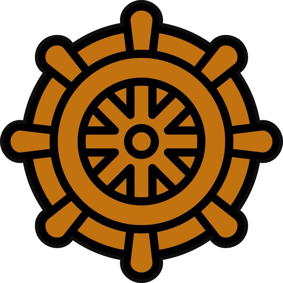 Ship Wheel Vector Icon Design